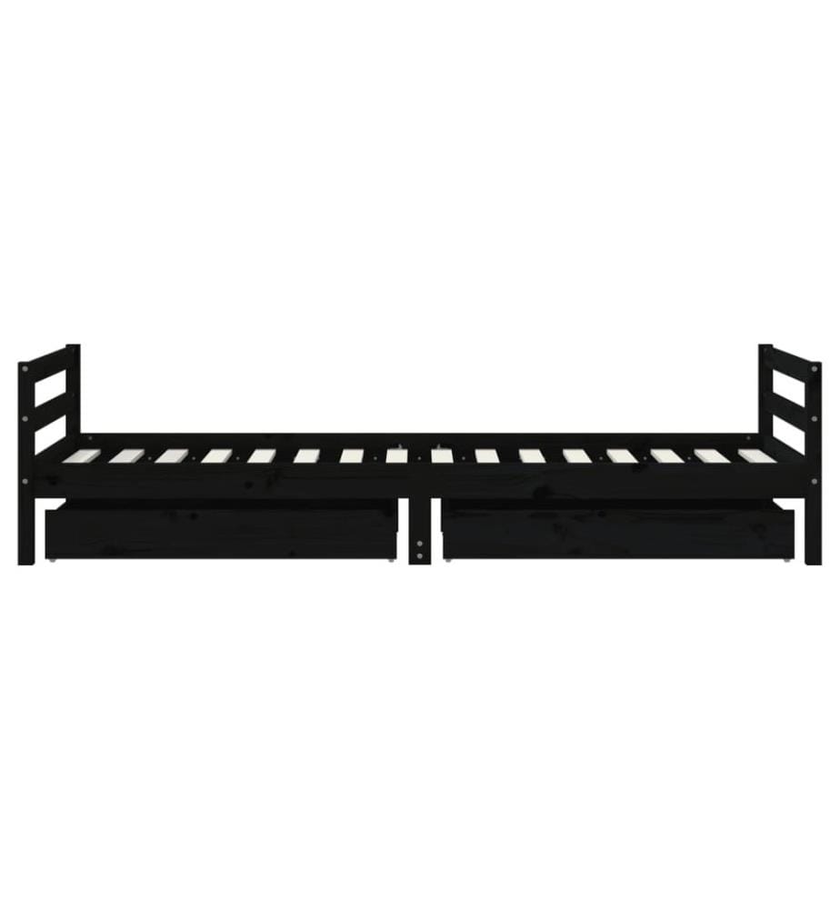 Kinderbett mit Schubladen Schwarz 90x200 cm Massivholz Kiefer