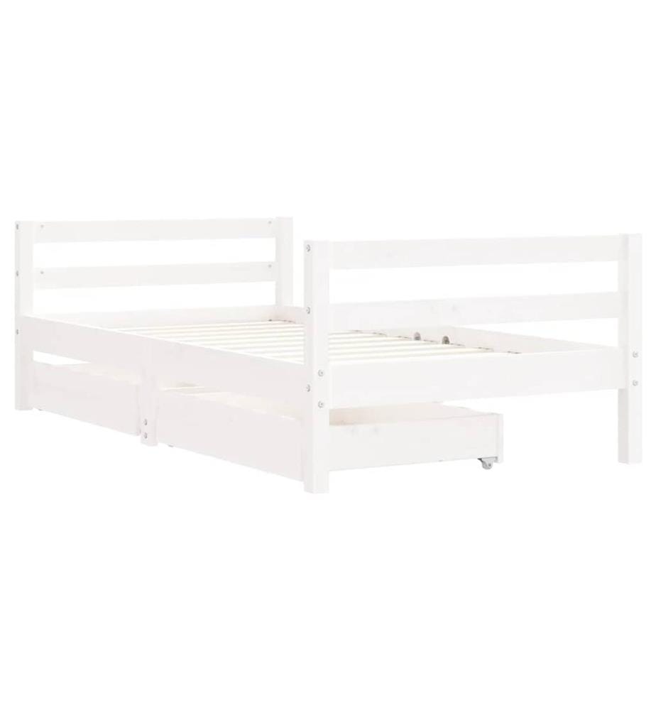 Kinderbett mit Schubladen Weiss 80x160 cm Massivholz Kiefer