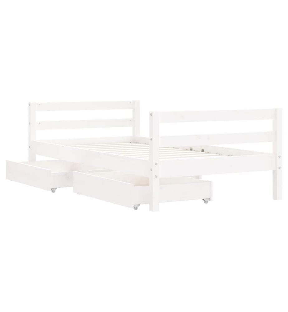 Kinderbett mit Schubladen Weiss 80x160 cm Massivholz Kiefer