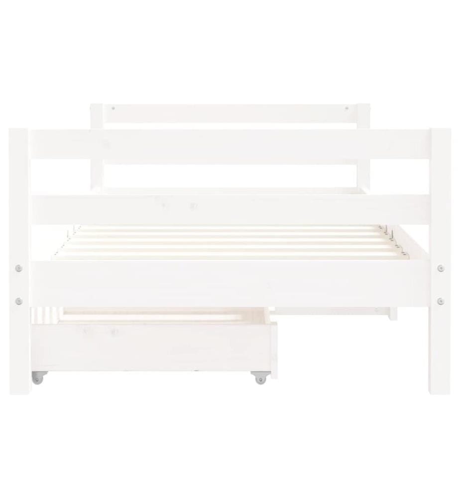 Kinderbett mit Schubladen Weiss 80x160 cm Massivholz Kiefer