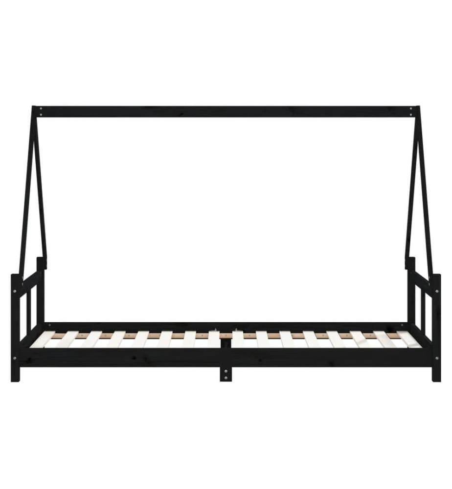 Kinderbett Schwarz 80x200 cm Massivholz Kiefer