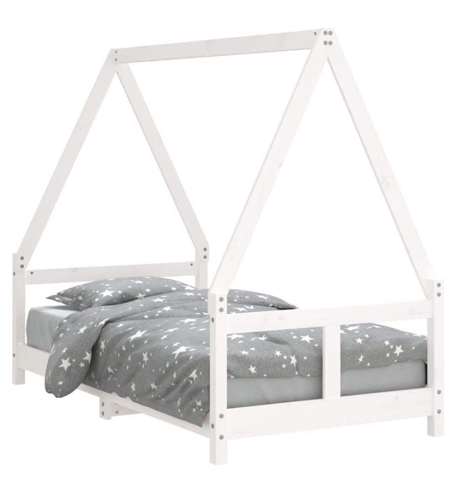 Kinderbett Weiss 80x160 cm Massivholz Kiefer