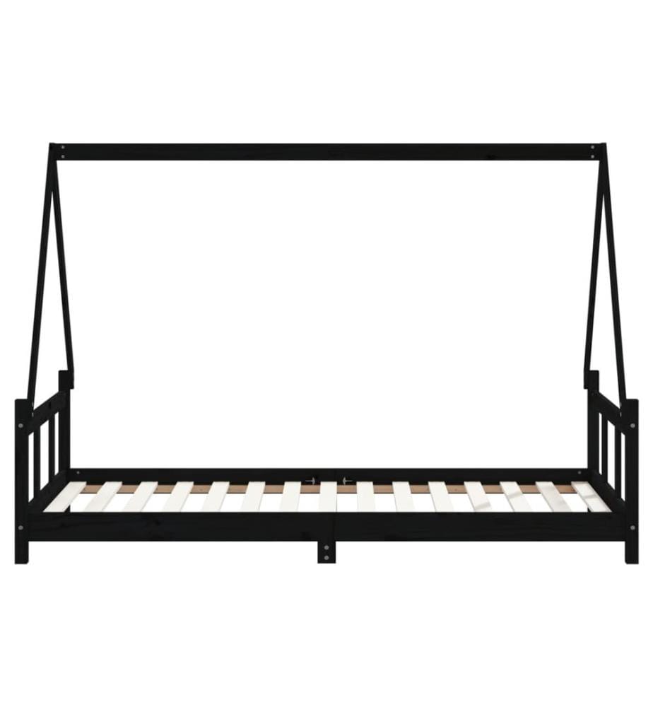 Kinderbett Schwarz 90x190 cm Massivholz Kiefer
