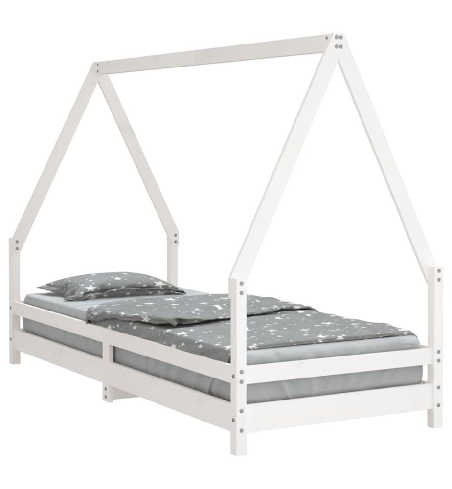Kinderbett Weiss 80x200 cm Massivholz Kiefer