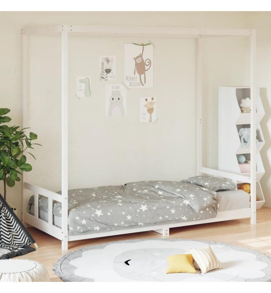 Kinderbett Weiss 90x190 cm Massivholz Kiefer
