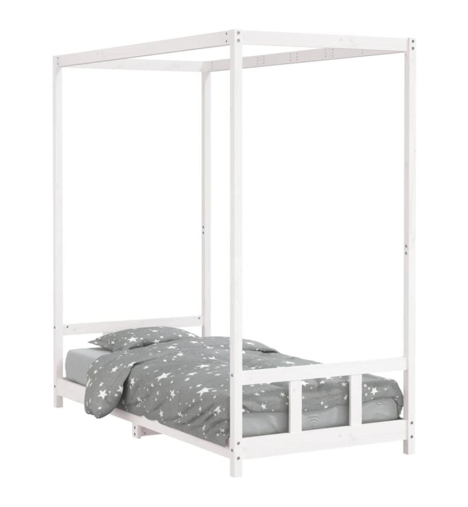 Kinderbett Weiss 90x190 cm Massivholz Kiefer