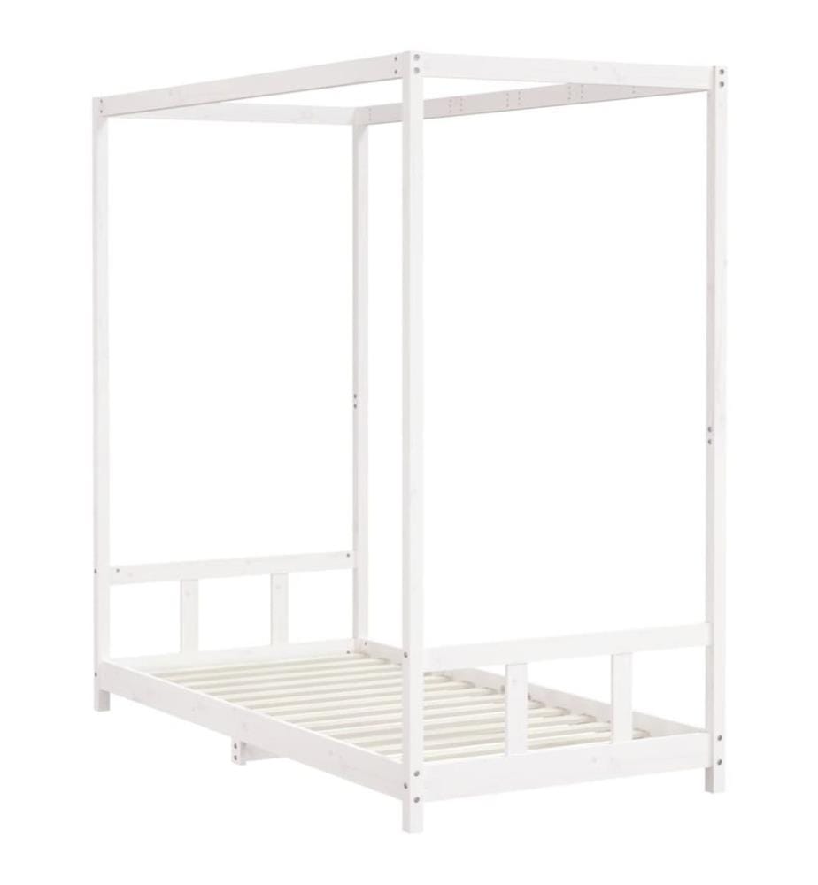 Kinderbett Weiss 90x190 cm Massivholz Kiefer