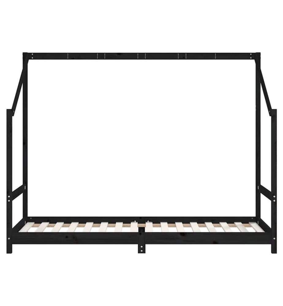 Kinderbett Schwarz 80x200 cm Massivholz Kiefer