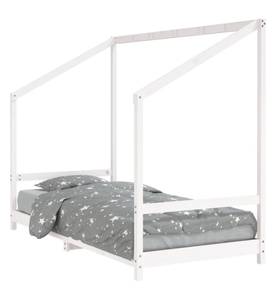 Kinderbett Weiss 90x190 cm Massivholz Kiefer