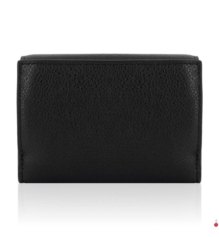 Portafoglio trifold con logo metallico - Nero