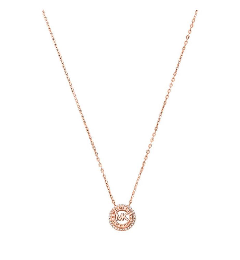 Collana con ciondolo a forma di logo rotondo in zirconi