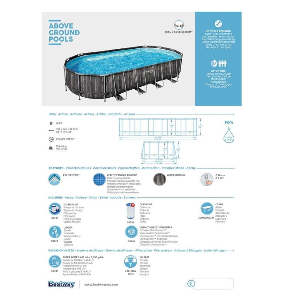 Piscina ovale Power Steel 732 x 366 x 122 cm