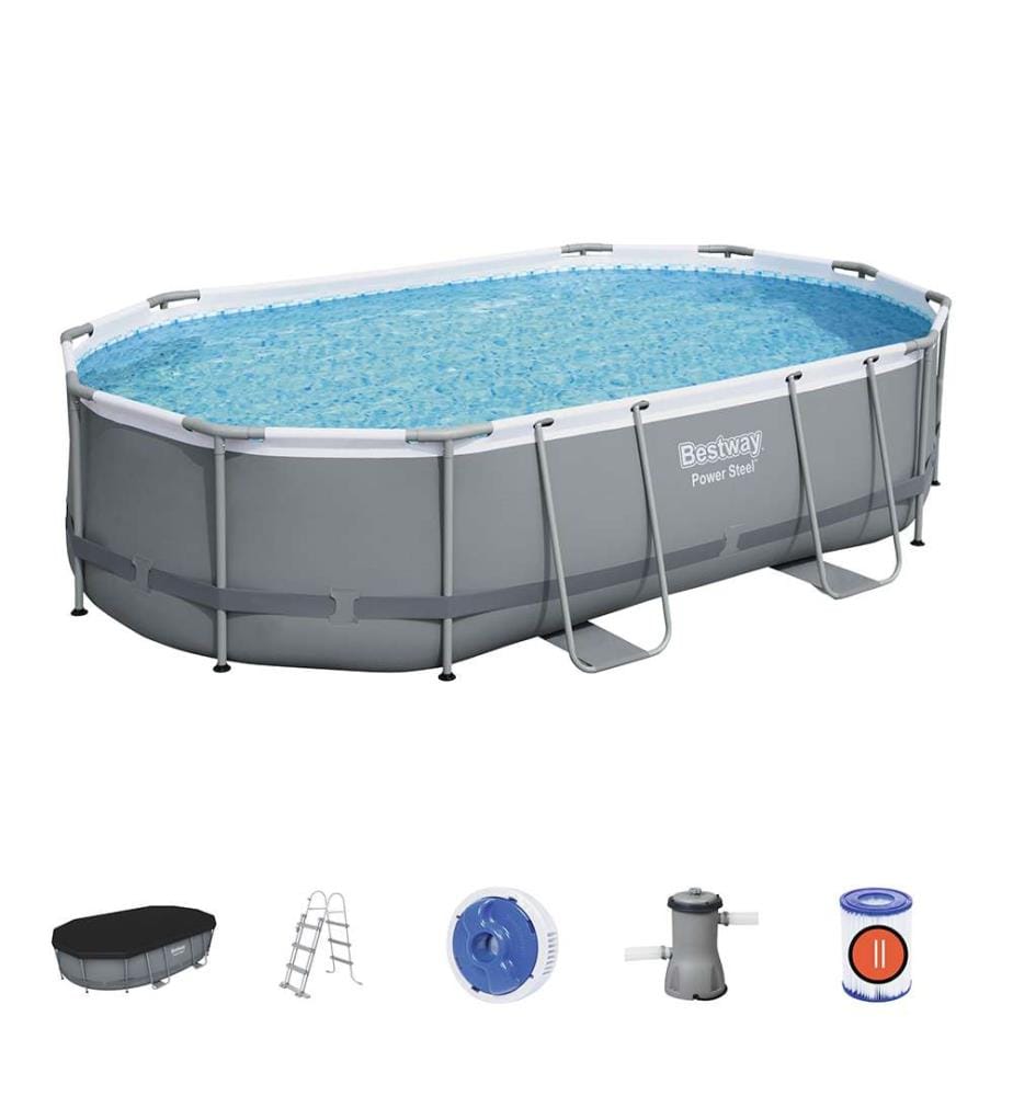 Pool Power Steel Frame 488 x 305 x 107 cm - Grau