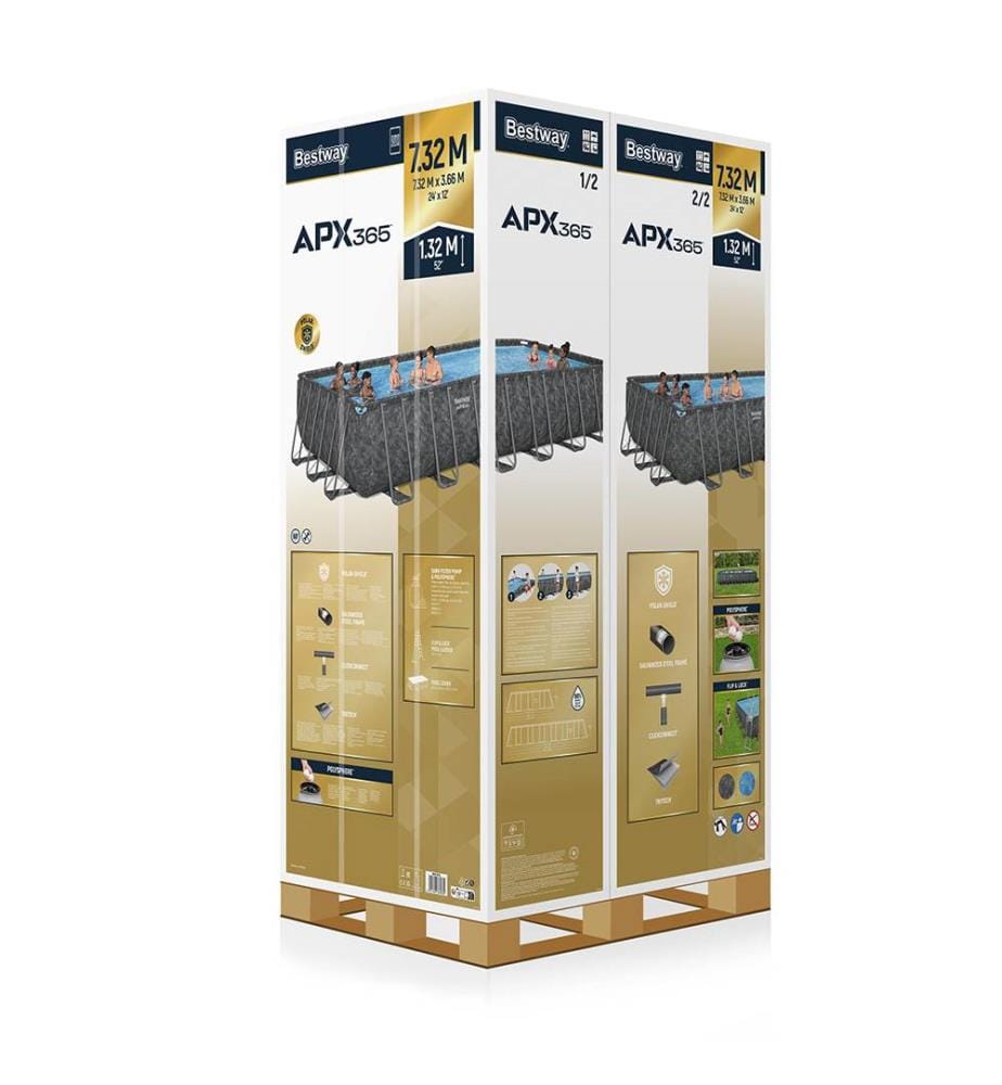 APX 365 Rectangular Pool Set 732x366x132cm - Anthrazit