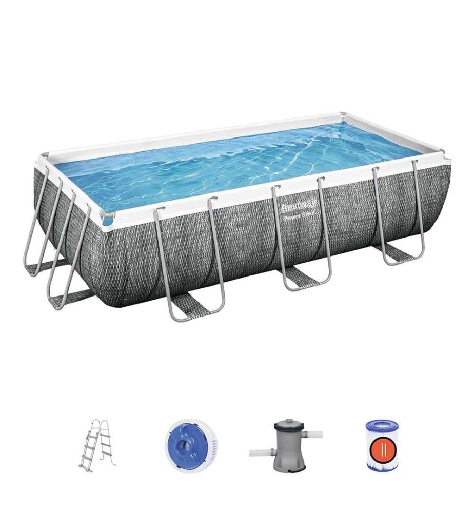 Rectangular Frame Pool Rattan 404 x 201 x 100 cm