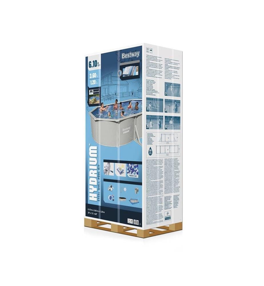 Pool Hydrium™ 610 x 360 x 120 cm - Weiss und Hellblau