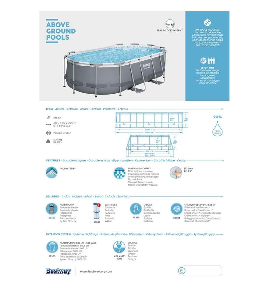 Oval Frame Pool Set 427 x 250 x 100 cm