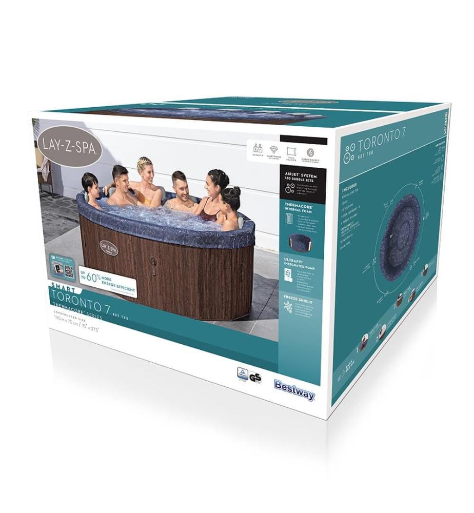 Vasca Idromassaggio Lay-Z-Toronto AirJet con Controllo via App, 7 Persone 190x70cm - Marrone