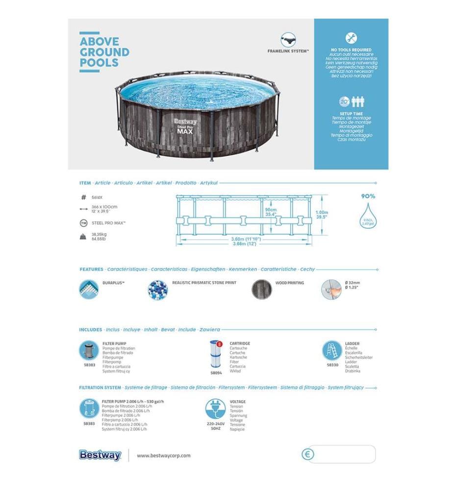 Piscine Steel Pro Max 366 x 100 cm