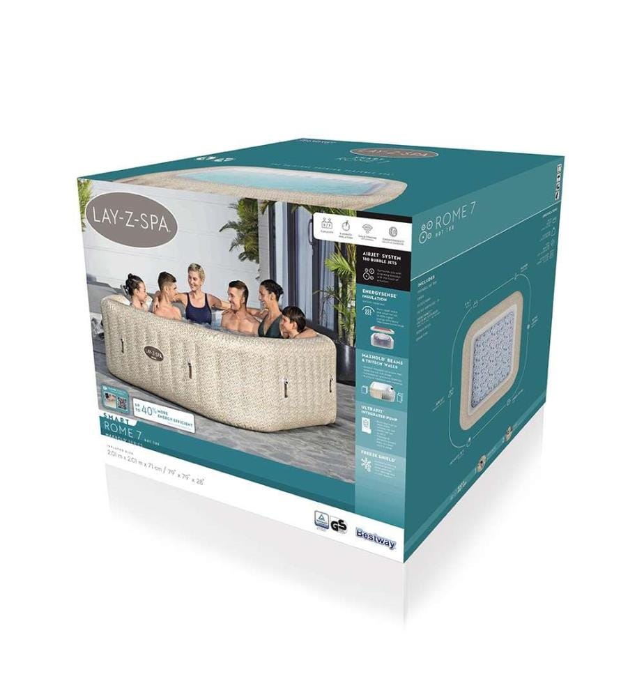 Vasca Idromassaggio Lay-Z-Spa Rome Air Jet con Controllo via App 201x201x71 cm - Beige