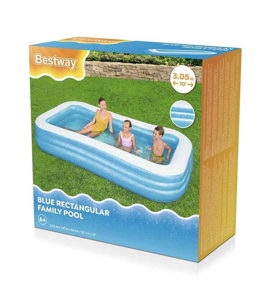 Deluxe Piscine rectangulaire, Bleu 305 x 183 x 56cm