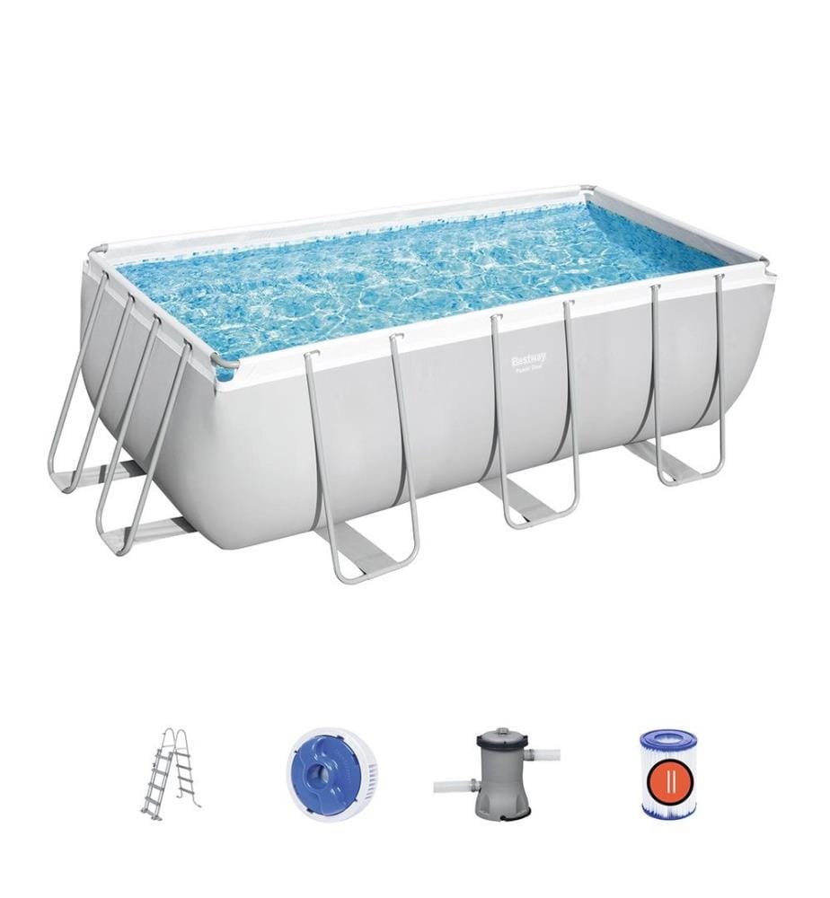 Piscine Power Steel Frame 412 x 201 x 122 cm - Gris et Blanc
