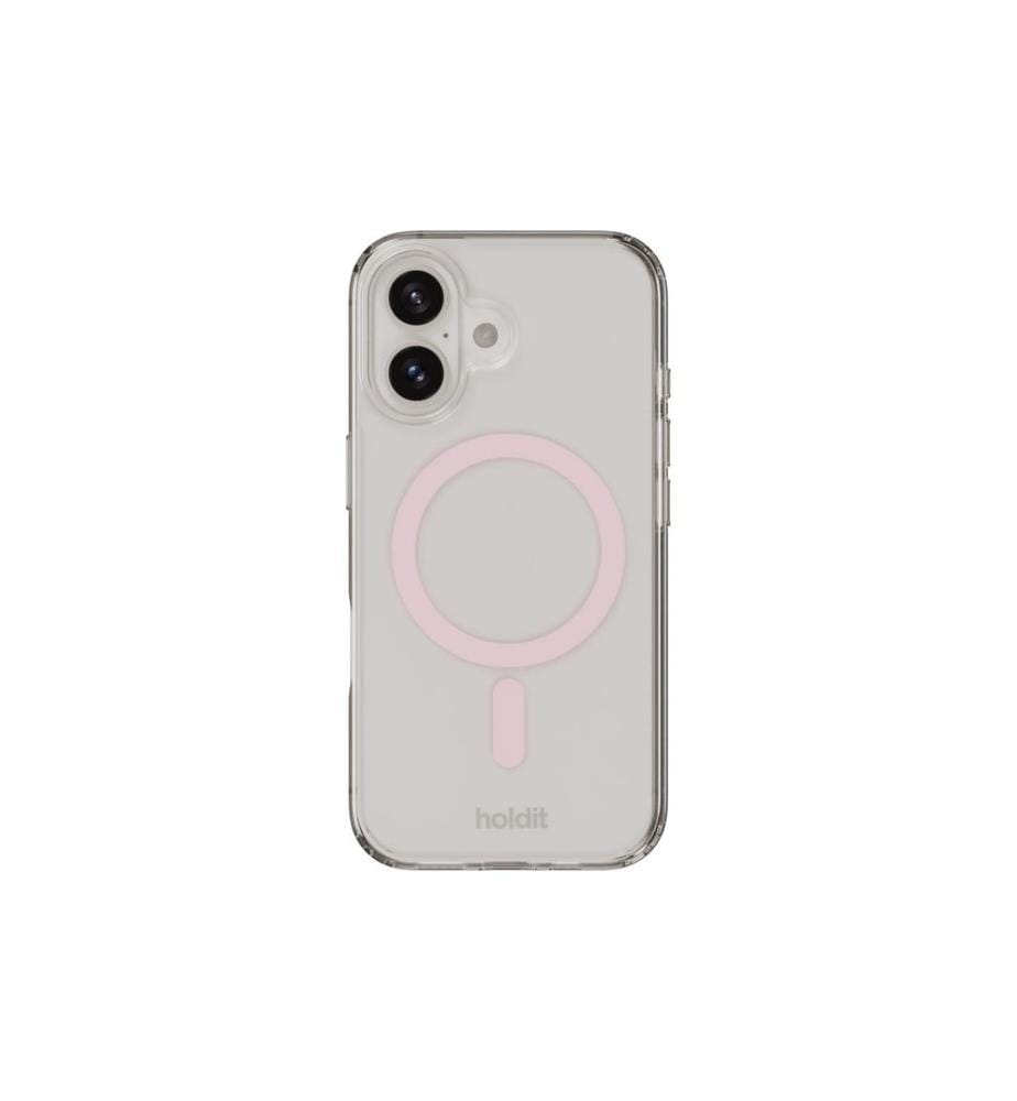 HOLDIT - Coque arrière MagSafe iPhone 16 Transparent/Rose