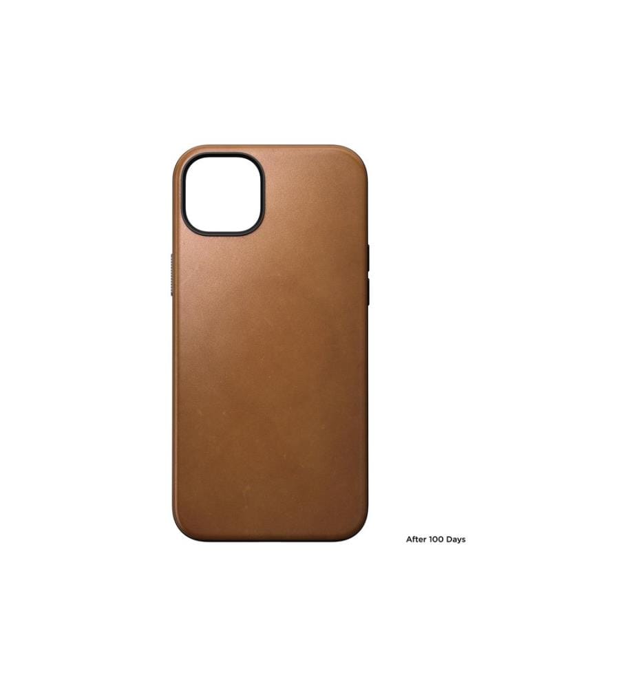 NOMAD - Coque arrière Modern Leather iPhone 15 Plus Rouille