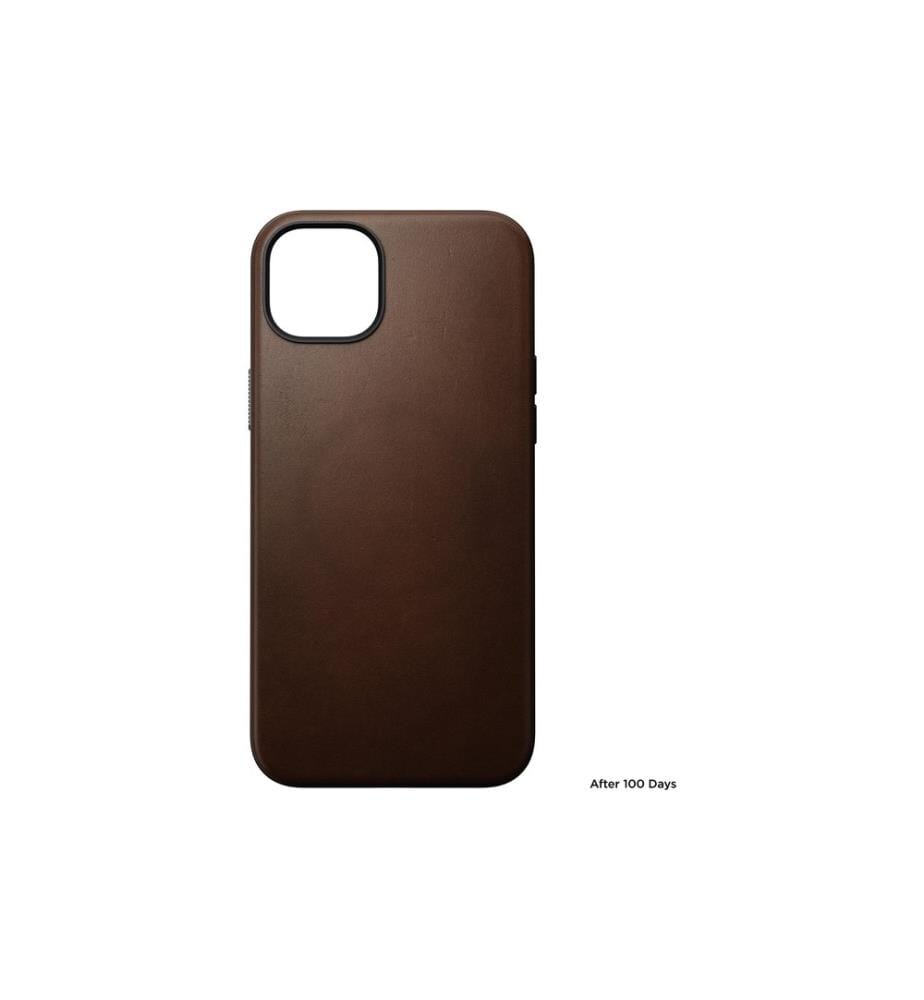 NOMAD - Coque arrière Modern Leather iPhone 15 Plus Brun