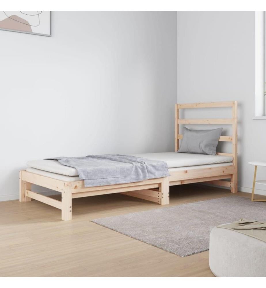 Lit coulissant 2x(90x190) cm Bois de pin massif