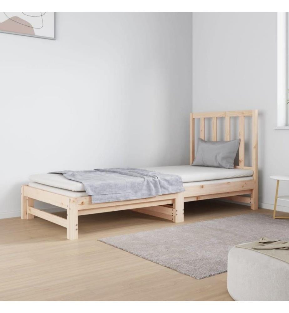 Lit coulissant 2x(90x190) cm Bois de pin massif