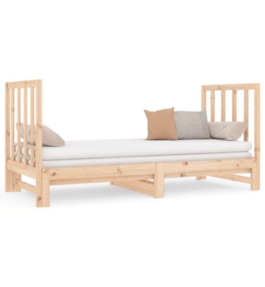 Lit coulissant 2x(90x190) cm Bois de pin massif