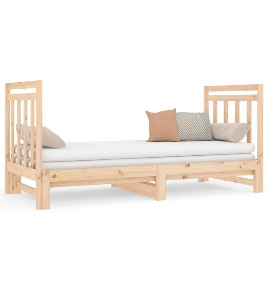 Lit coulissant 2x(90x190) cm Bois de pin massif