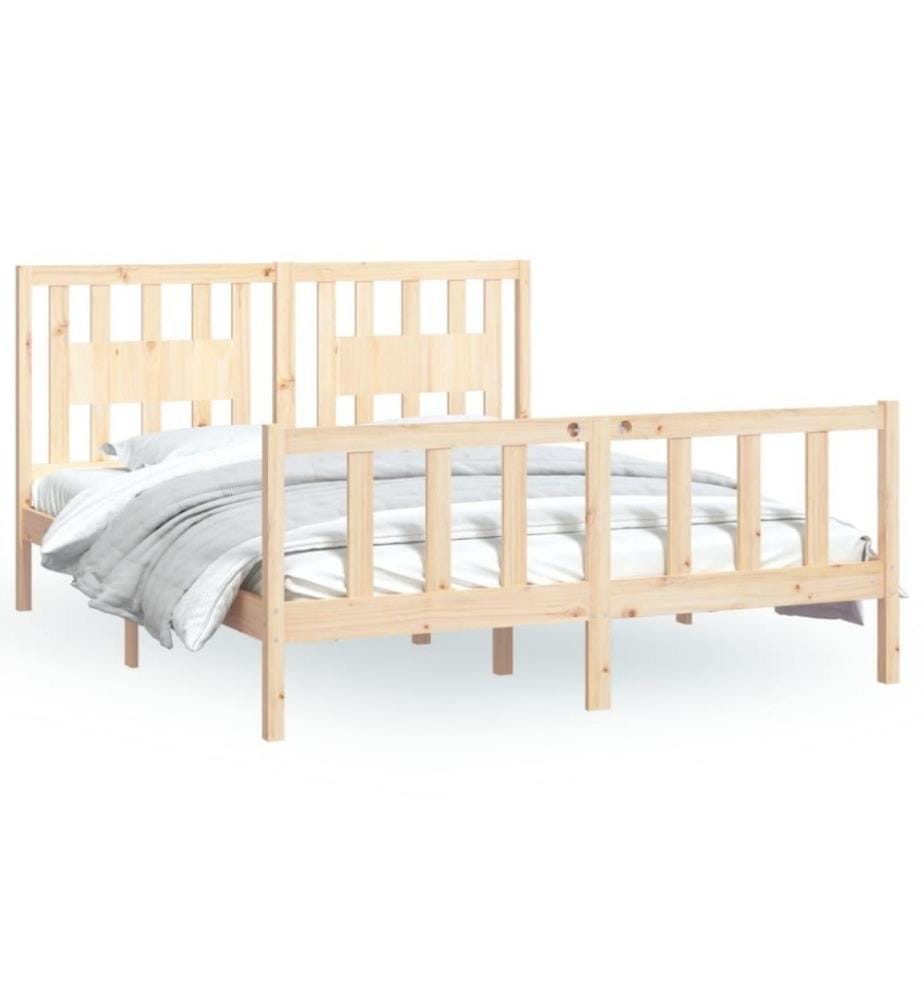 Cadre de lit avec tête de lit bois de pin massif 160x200 cm