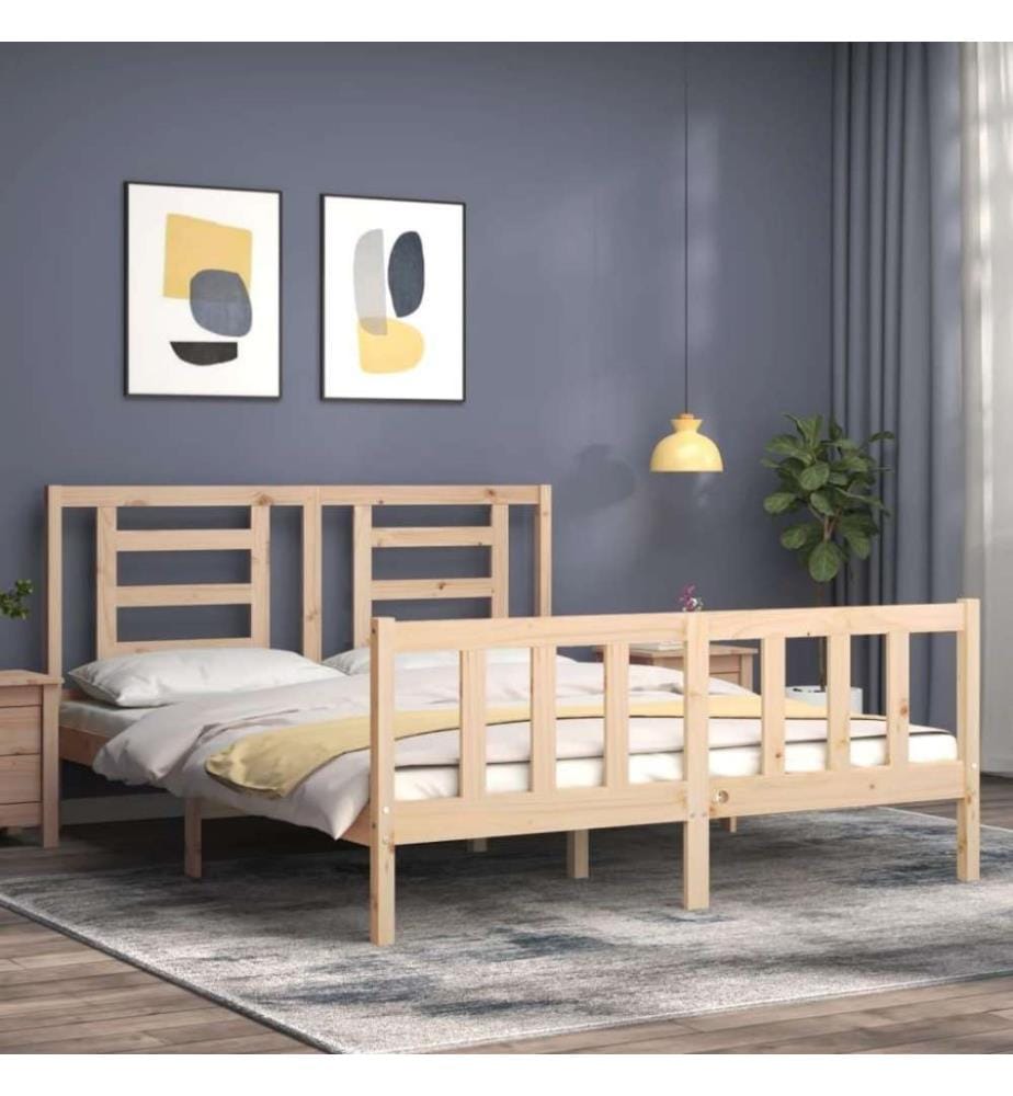 Massivholzbett mit Kopfteil 160x200 cm