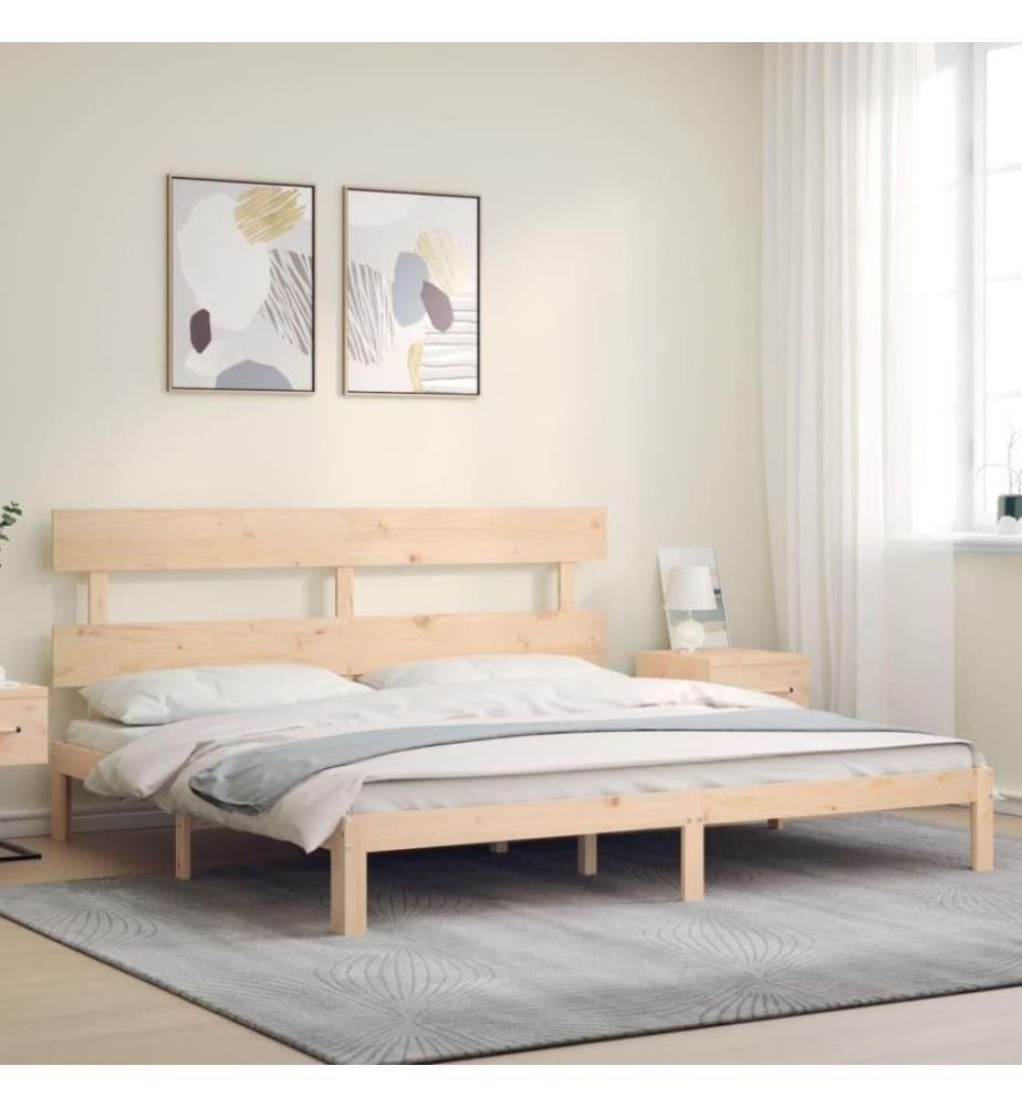 Cadre de lit avec tête de lit 200x200 cm bois massif