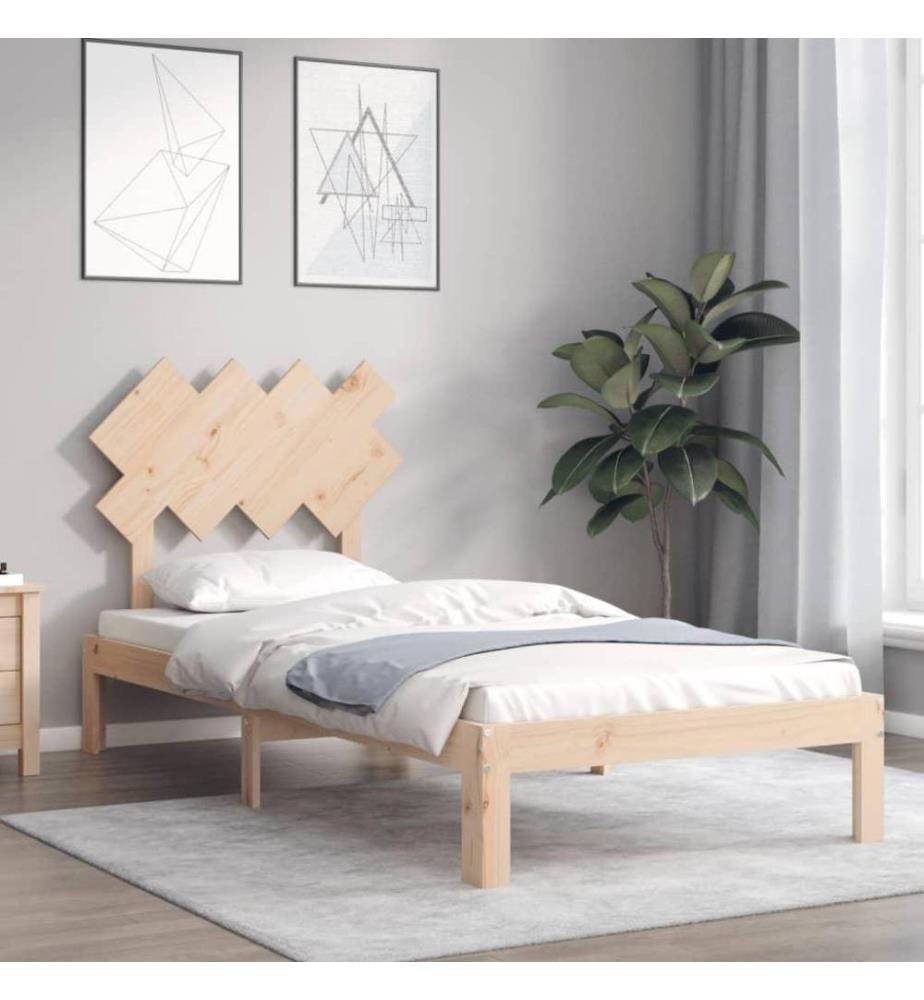 Massivholzbett mit Kopfteil 90x200 cm