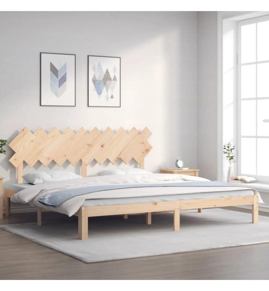 Cadre de lit avec tête de lit 200x200 cm bois massif