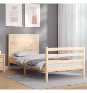 Massivholzbett mit Kopfteil 100x200 cm