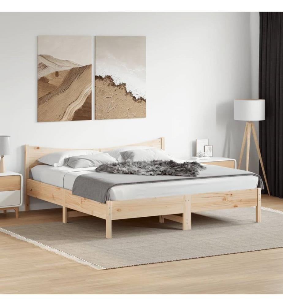 Cadre de lit avec tête de lit 180x200 cm bois de pin massif