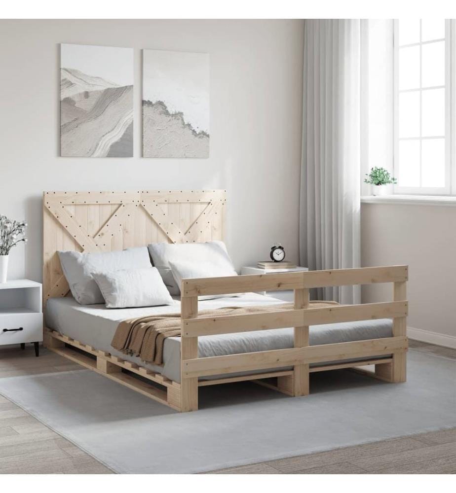 Cadre de lit avec tête de lit 160x200 cm bois de pin massif