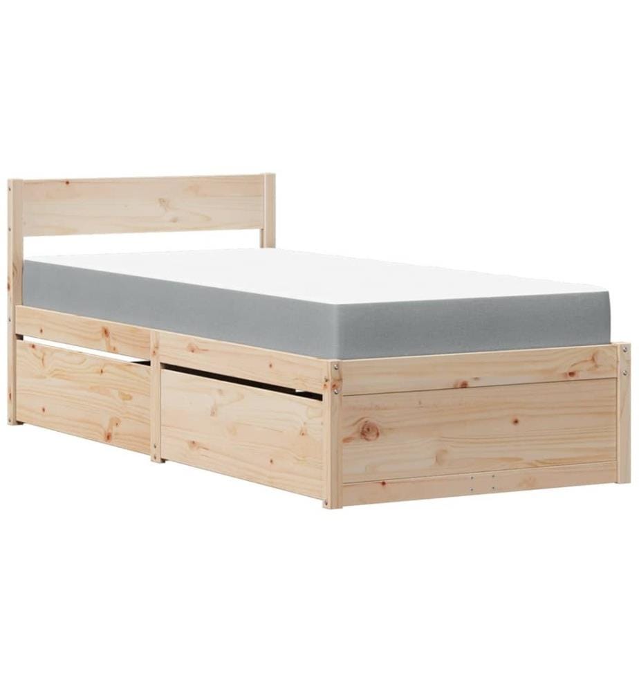 Bett mit Schubladen und Matratze 90x190 Massivholz Kiefer