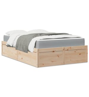 Bett mit Matratze 140x190 cm Massivholz Kiefer