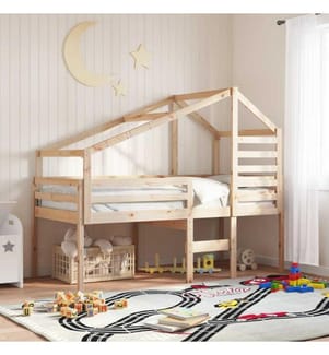 Lit haut avec toit 90x190 cm bois de pin massif