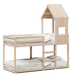 Lit superposé avec toit 90x190 cm bois massif de pin