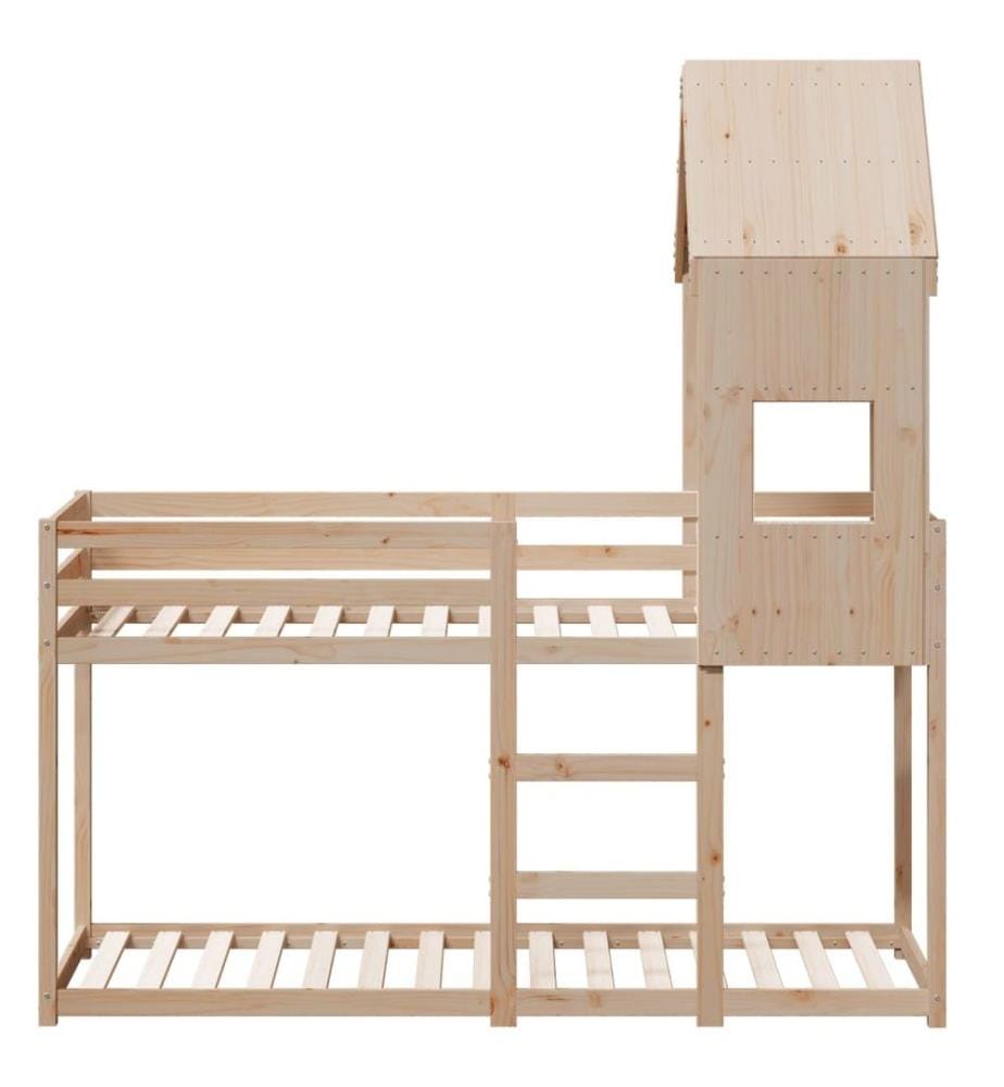 Lit superposé avec toit 90x190 cm bois massif de pin