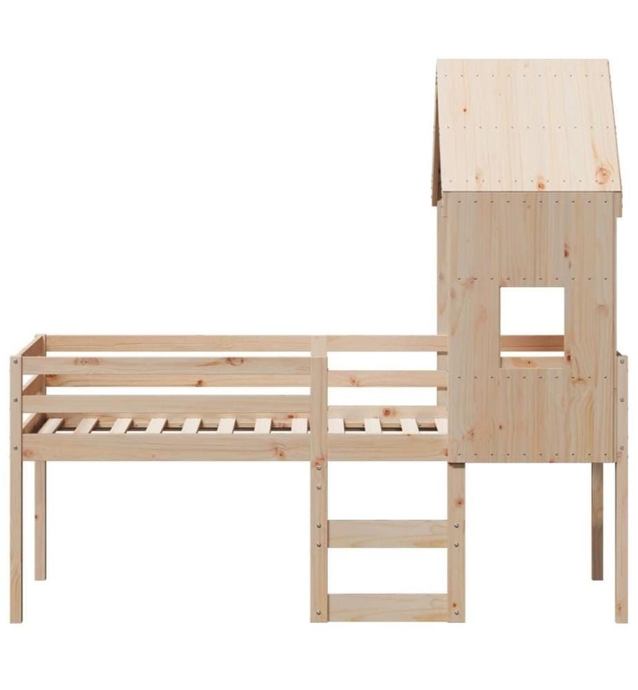 Lit haut avec toit 80x200 cm bois de pin massif