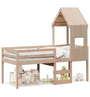 Lit haut avec toit 90x190 cm bois de pin massif