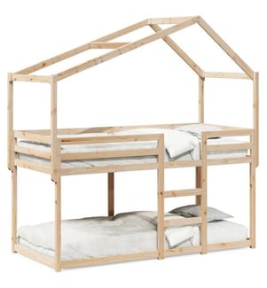 Lit superposé avec toit 90x190 cm bois massif de pin
