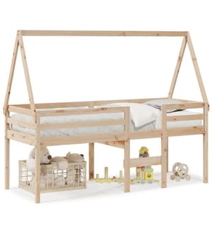 Lit haut avec toit 75x190 cm bois de pin massif